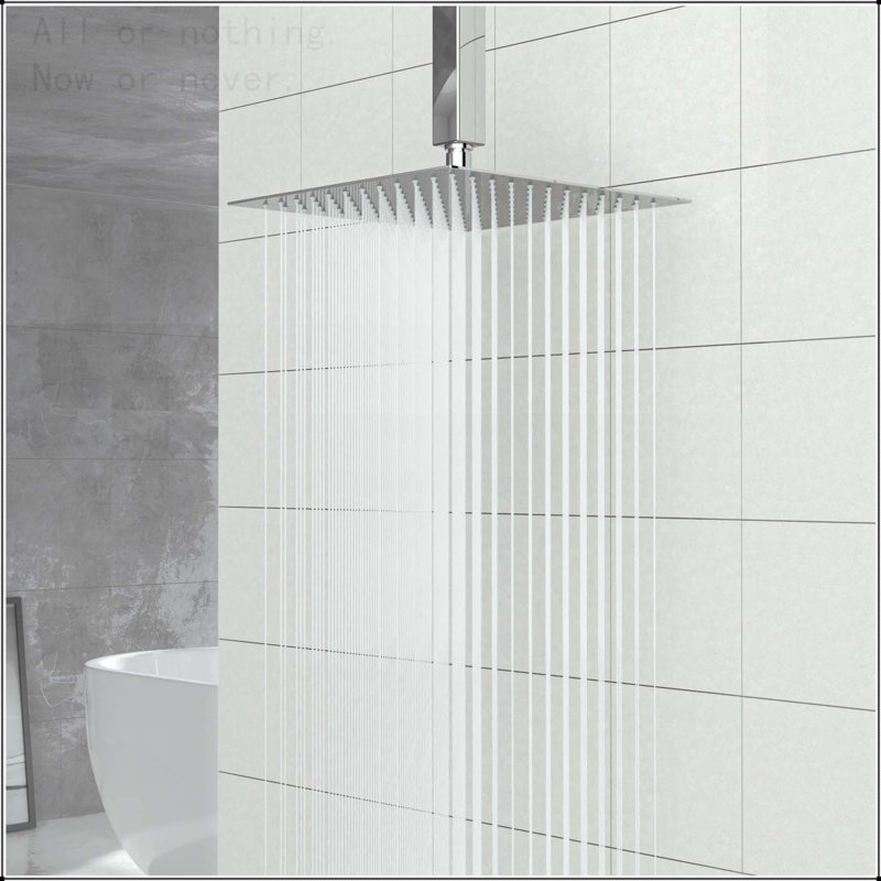 10" Square Rainfall Shower Head, Wall/Ceiling Mounted, Chrome