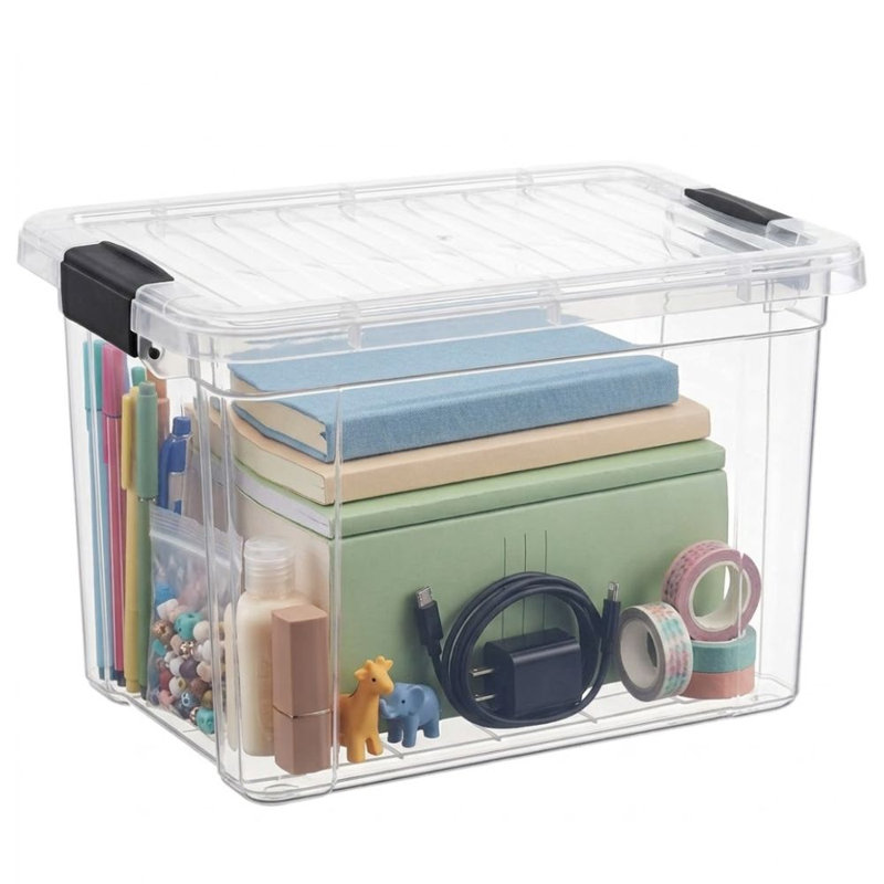 Boîtes de rangement transparentes en plastique de 4,75 litres avec couvercles, empilables, sans BPA, pour la maison, le bureau, la résidence étudiante et la salle de classe, lot de 1