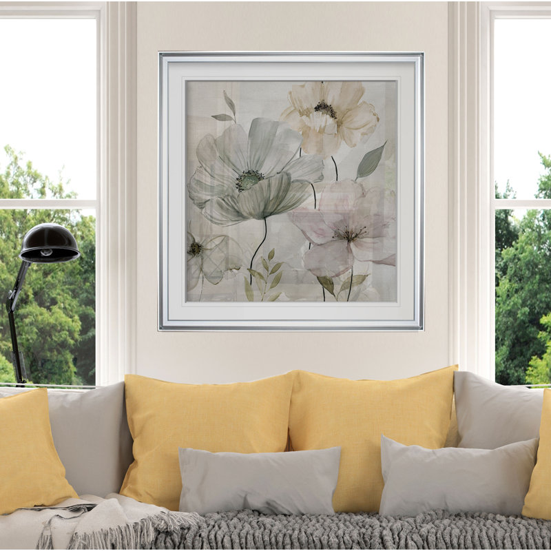 «Garden Grays Détail II», peinture, H 28 po x l 28 po x P 2 po, Impression encadrée, Argent argent