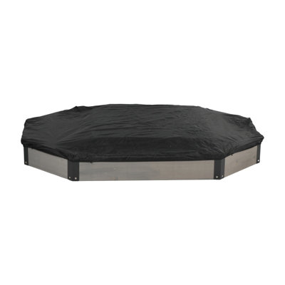 Solid Wood Octagon Kids Sandbox with Cover Liner & Storage Bench, Weather Resistant Outdoor Play Sandpit Easy Assembly for Backyard Garden Patio