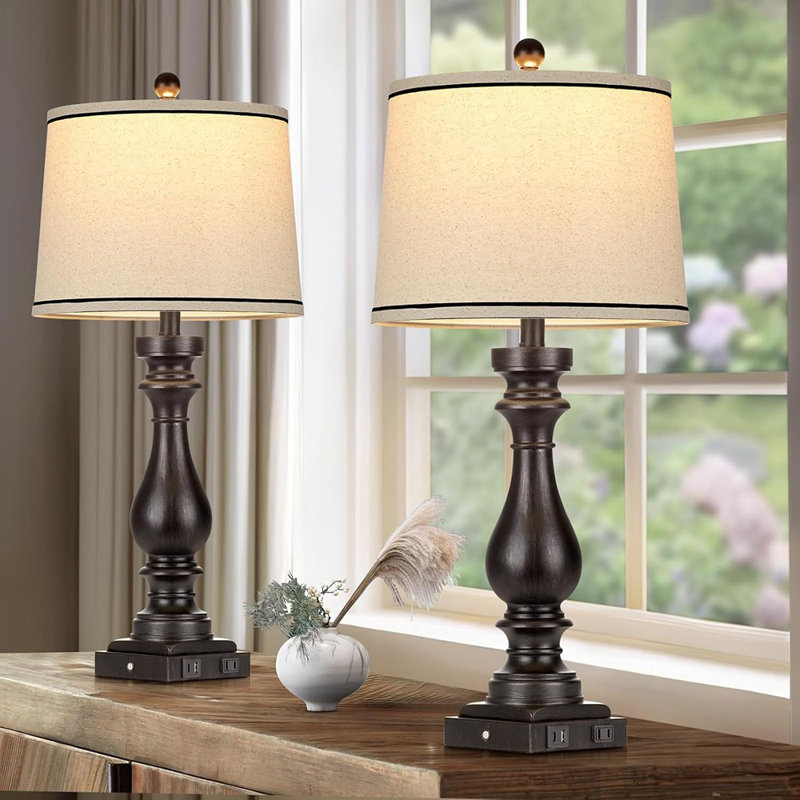 Ensemble de 2 lampes de table rétro noires