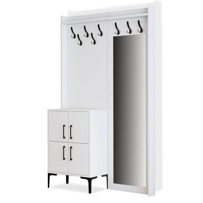 Metal Compenents Hall Tree With Mirror