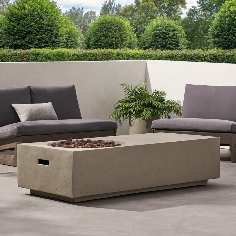 14.75" Rectangle Mgo Fire Pit Table - 50,000 Btu Modern Concrete Finish, Multi-functional