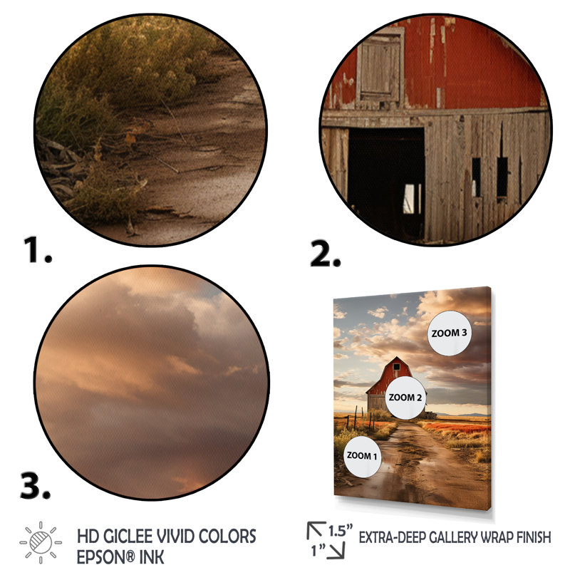 Audey Barns Rustic Charm IV - reproduction sur toile, H 20 po x l 12 po x P 1 po, Cadre flottant doré