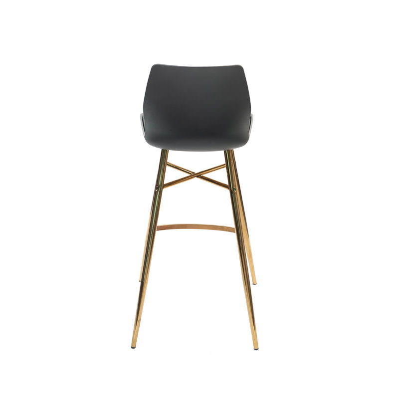 Upholstered Counter Stool with Metal Frame, Dark Grey