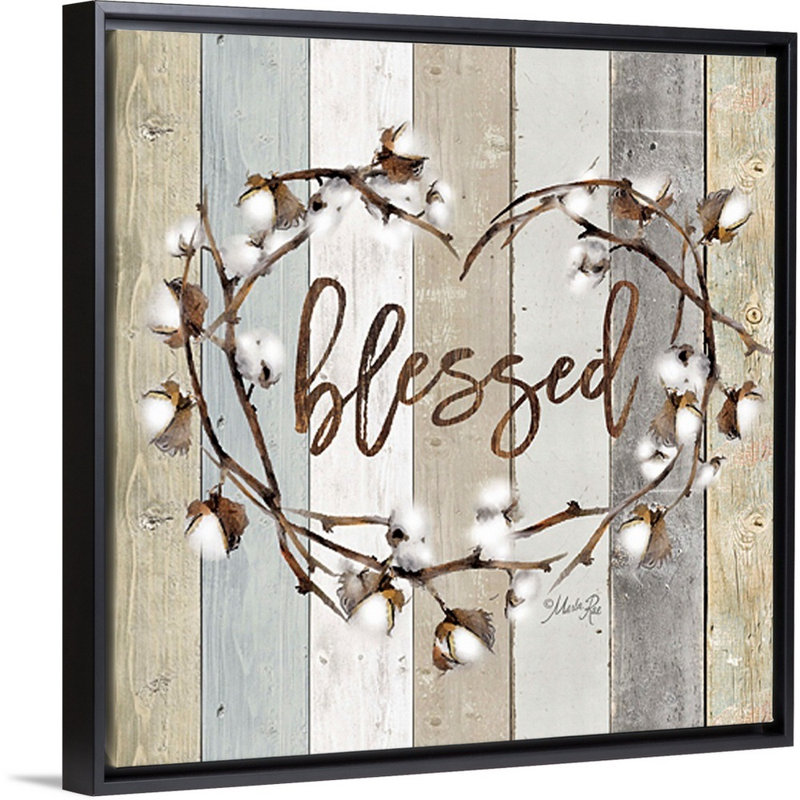 «Blessed Cotton Wreath» par Marla Rae, reproduction d'art textuel sur toile, H 13,25 po x l 13,25 po, Noir