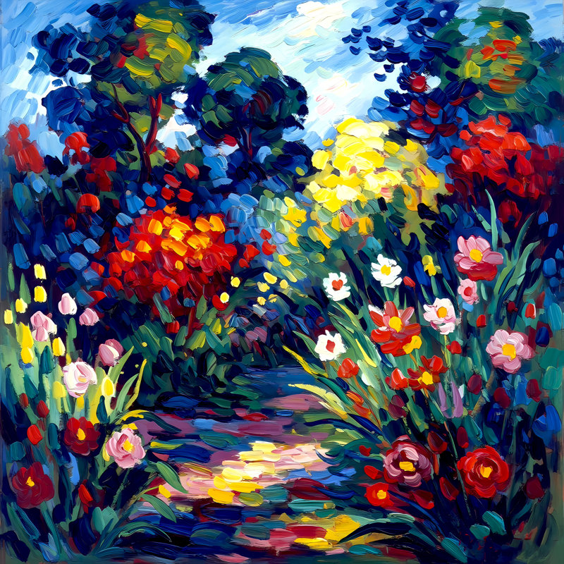 Winding Through The Garden, 24" H x 24" W