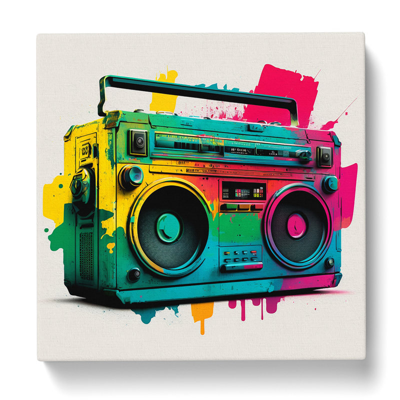 Boombox Color Field Painting - Print, 35cm H x 35cm W x 3cm D