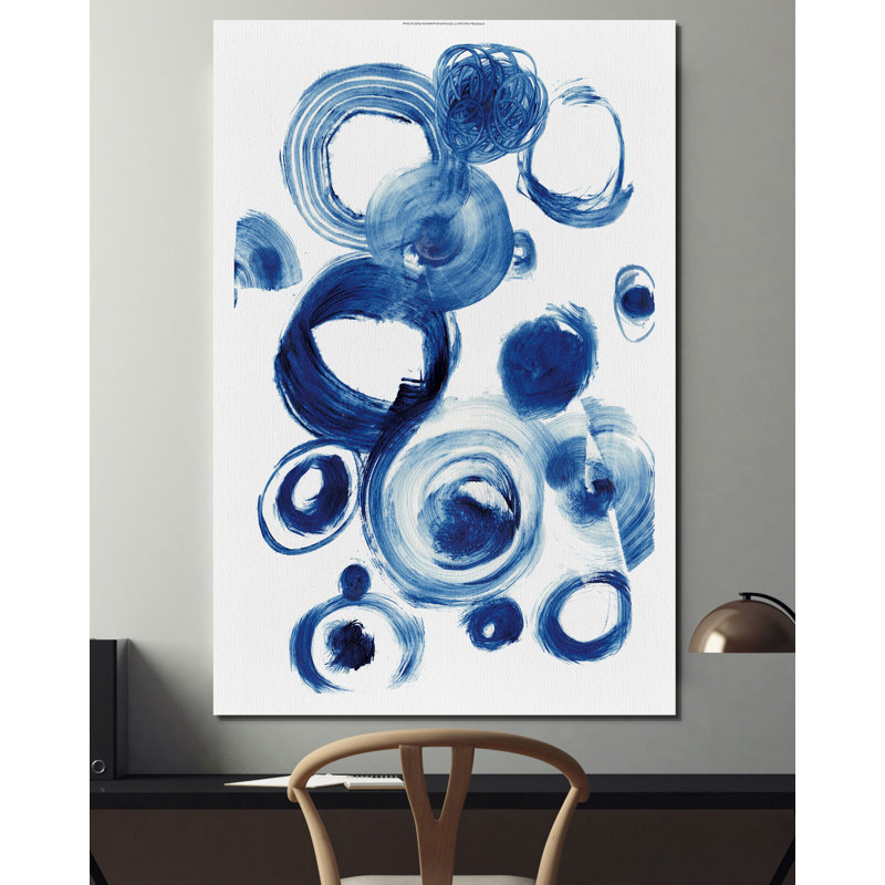 « blue circle study iv »-reproduction d’art sur toile, H 48 po x l 32 po x P 1,5 po, Toile tendue