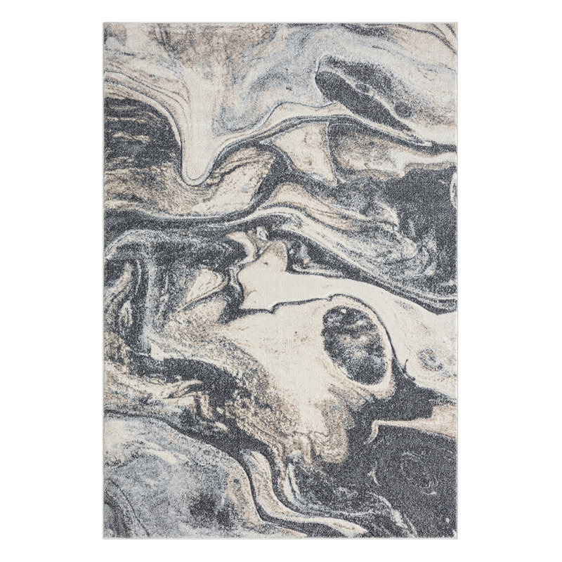 Tapis beige / gris à motif abstrait de la collection Jhoel, Rectangle 2 pi 4 po x 3 pi 3 po