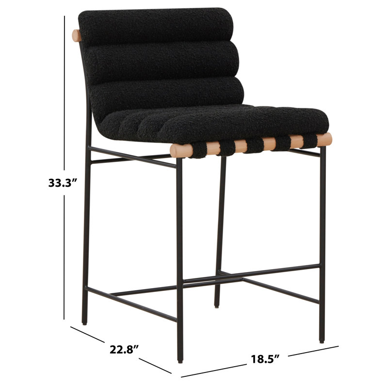 Macibella Channel Tufted Boucle Counter Stool, Black
