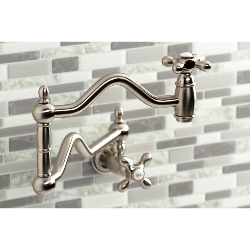 Robinet remplisseur Heritage, Nickel brossé, Levier en porcelaine