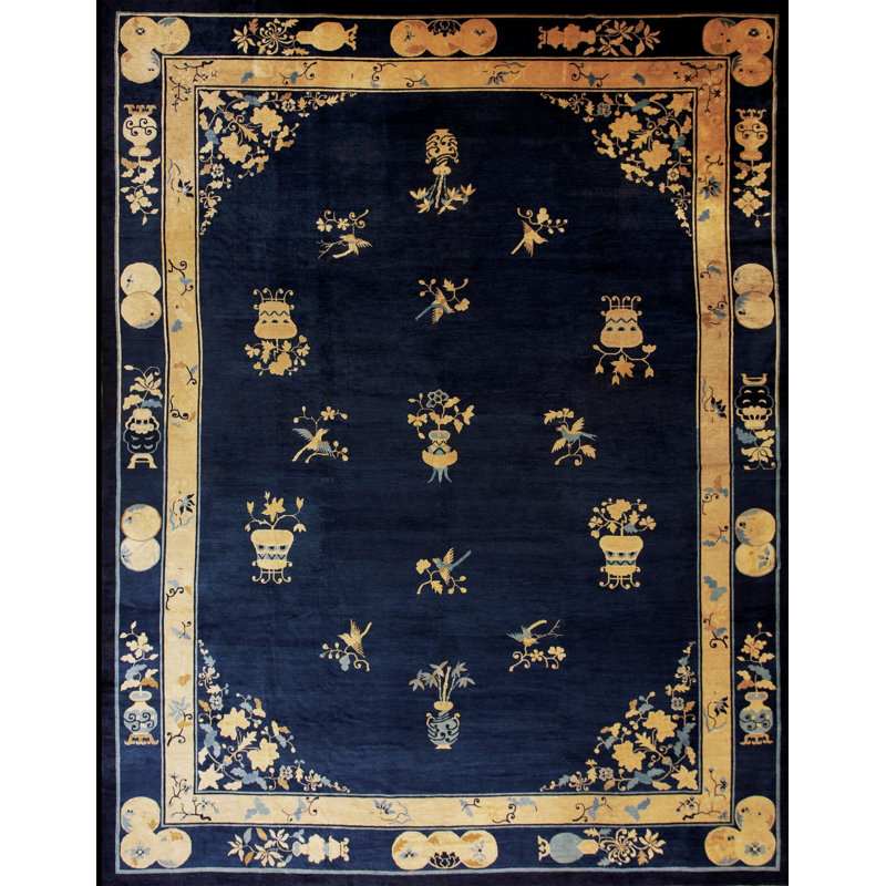 Antique Peking Chinese Allover Navy 1890s Rug