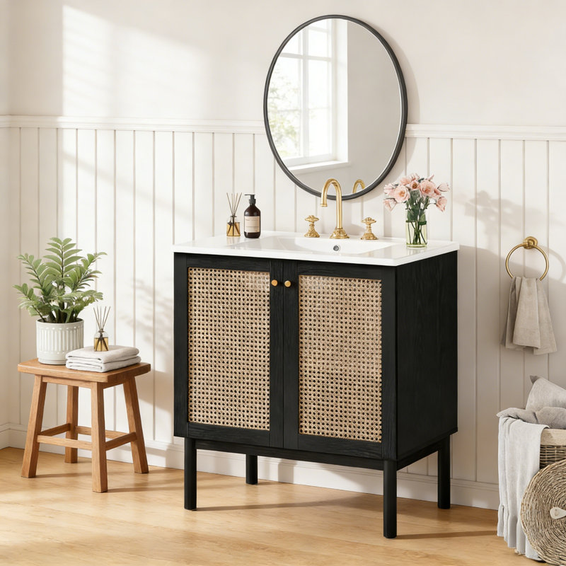 Meuble-lavabo de 30 pouces, Noir