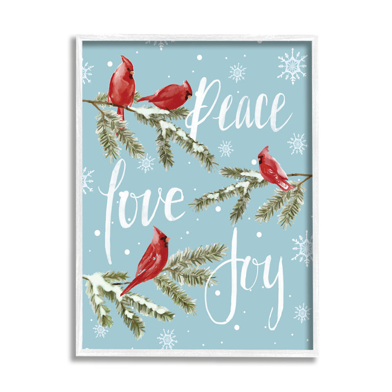 Winter Cardinals perché par Dogwood, H 30 po x l 24 po x P 1,5 po, Giclée encadrée blanc bord de mer