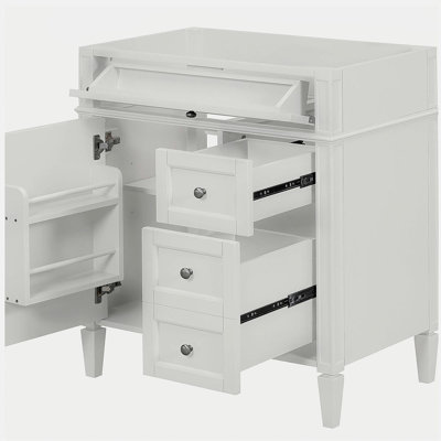 30'' Bathroom Vanity without Top Sink, Modern Bathroom Storage Cabinet with 2 Drawers and a Tip-out Drawer (NOT INCLUDE BASIN)