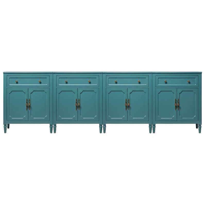 Buffet de 132 pouces avec portes et tiroirs, Bleu turquoise