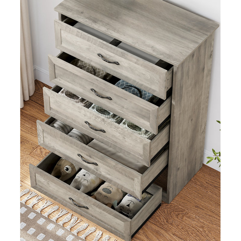 Commode 5 tiroirs Amanada, Gris