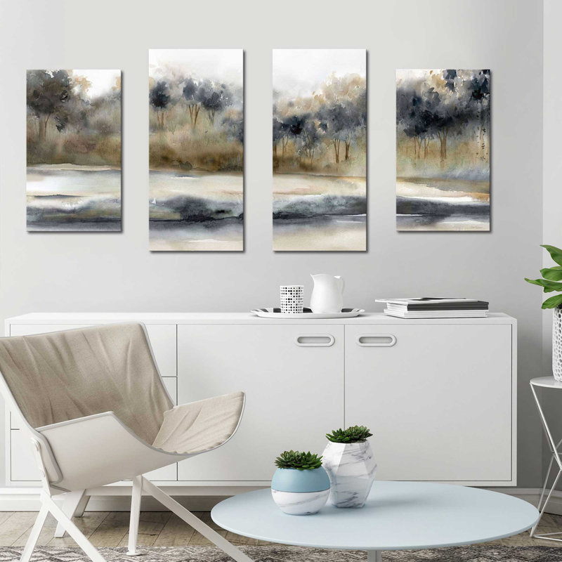 «Silent River» par Carol Robinson - reproduction d'art sur toile tendue 4 pièces, H 30 po x l 56 po x P 1 po