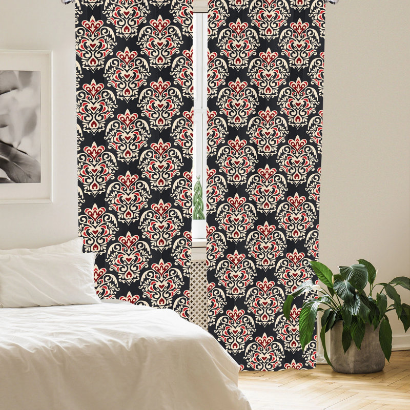 Damask Semi-Sheer Rod Pocket Sliding Panel, 28" x 63"