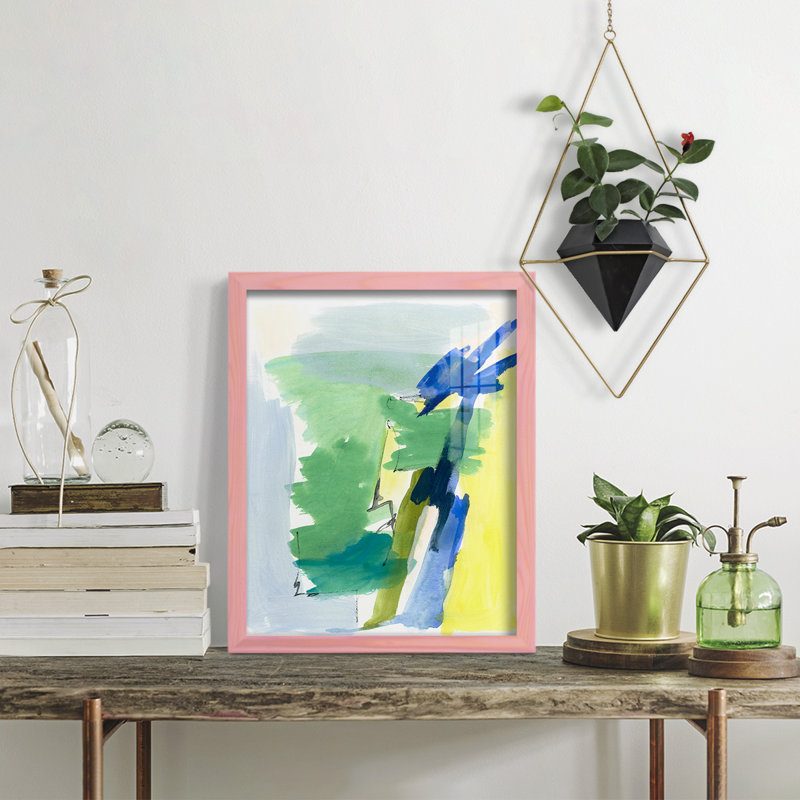 Wicklow III - Imprimé, Papier avec cadre rose, H 15 po x l 12 po x P 1 po
