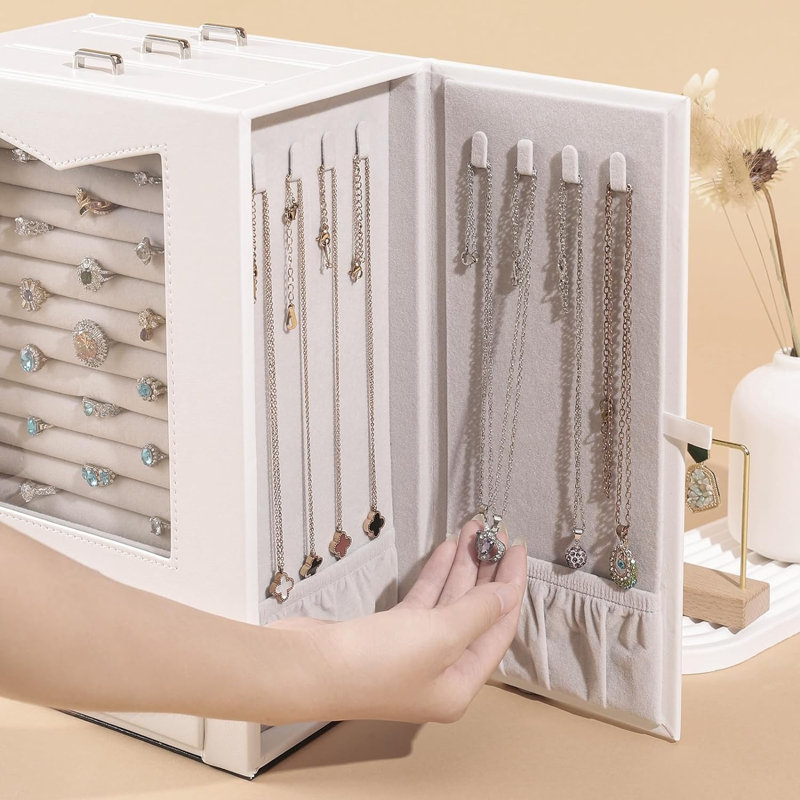 Organisateur de bijoux avec fenêtre transparente Homde