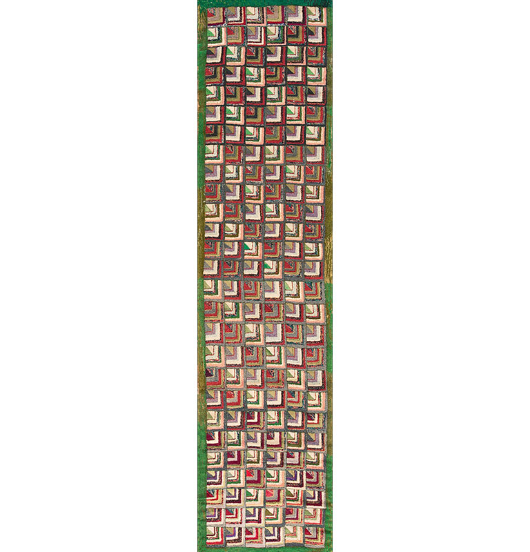 Tapis crocheté au début du 20e siècle américain (2 pi 2 po x 9 pi - 66 po x 274 po)