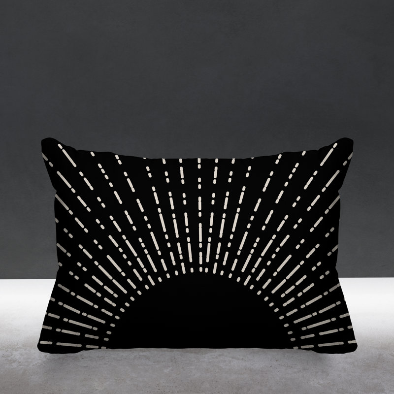 Coussin intérieur / extérieur Sunny Boho Starburst, Noir