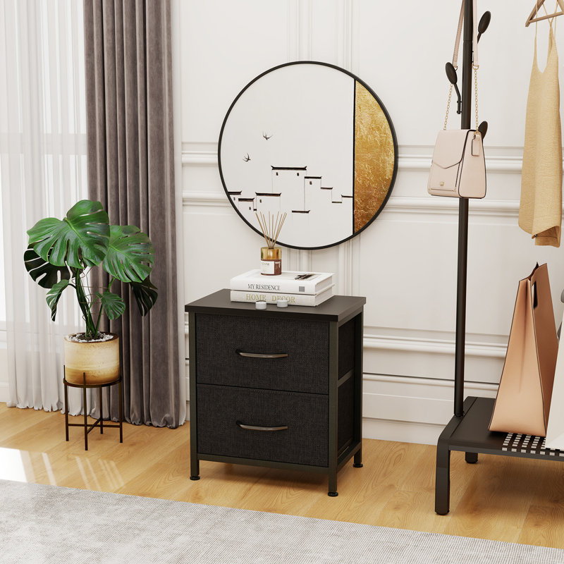 Dresser For Bedroom, 2 Storage Drawers, Anti-Tip Wide Fabric Closet Chests Organizer Tower Furniture With Wooden Top Metal Frame For Clothes, Kids Room, Living Room, Hallway, Entryway