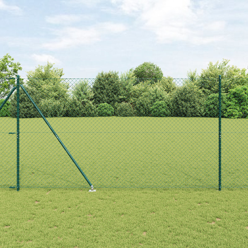 Vidaxl Welded Wire Fence With 7 Spike Posts Steel, Green, 160cm H x 2500cm W