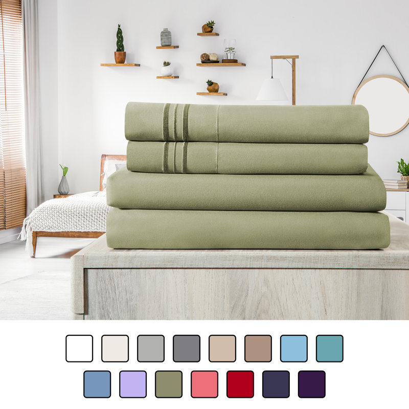 Microfiber Sheet Set, Twin Sheet Set + Fitted Sheet + Pillowcase, Green