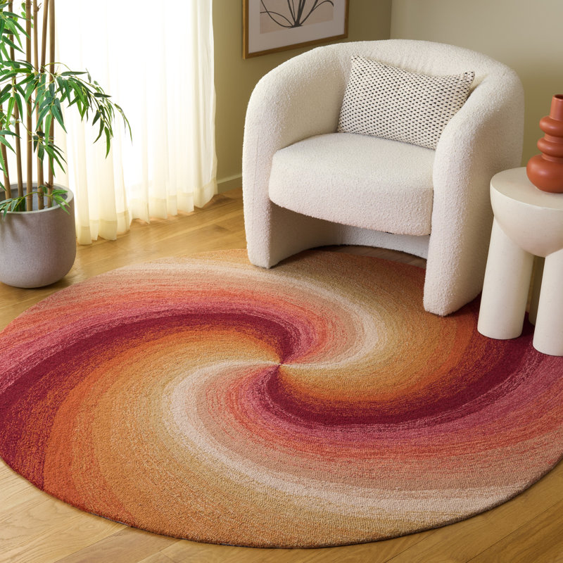 Nouveauté 202: 80% laine touffetée à la main; Tapis spiralé 20% coton, Rond 6 pi