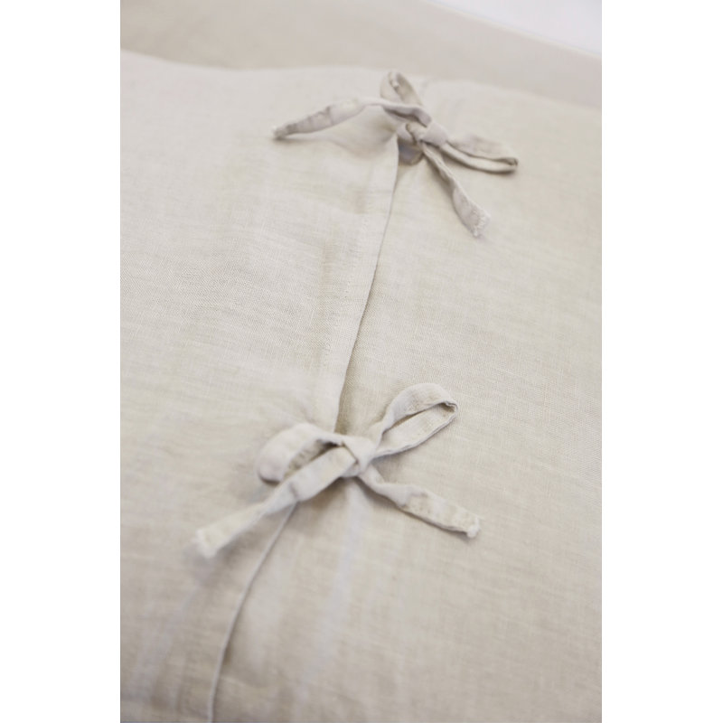 Taupe Standard Stonewashed Linen Sham with Frayed Edges