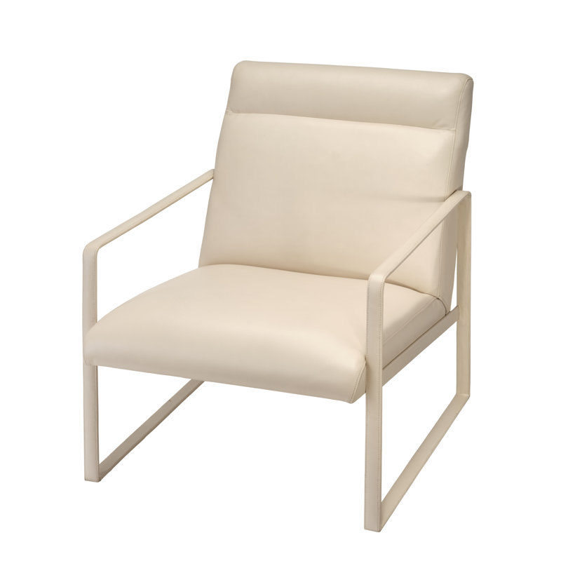 Hemingway Leather Accent Chair, Saddle, Cream