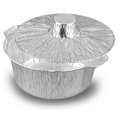 Restaurantware-Foil Lux 60 Ounce Pans And Lids, 100 Disposable Pots With Lids - Oven-Ready, Stove Compatible, Aluminum Foil Baking Pans, Freezable, For Outdoor Camping, Vacation, Picnic, And More