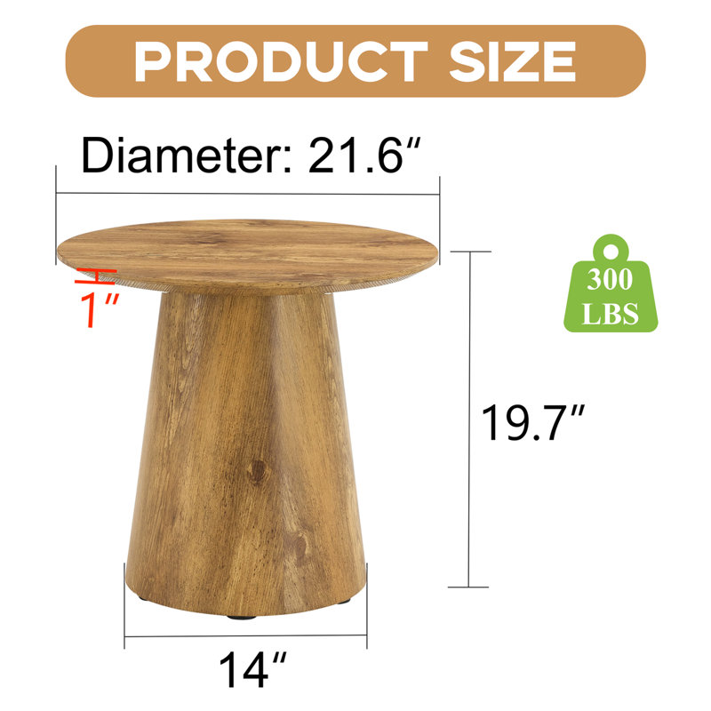 Round Coffee Table, 19.7" H x 21.6" L x 21.6" W