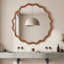Miroir décoratif rond en bois massif ondulé 24 po, pour chambre à coucher, salle de bain, salon, vestibule-248213787