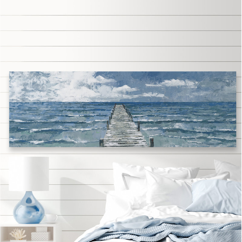Rough Sea Waves - Wrapped Canvas Painting, 38cm H x 114cm W x 3.81cm D