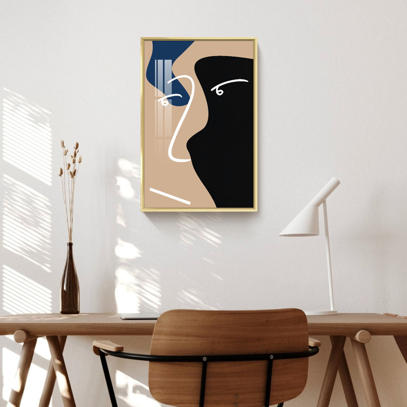 Œuvre d'art abstraite encadrée sur toile, H 15,88 po x l 11,88 po x P 1 po, Or