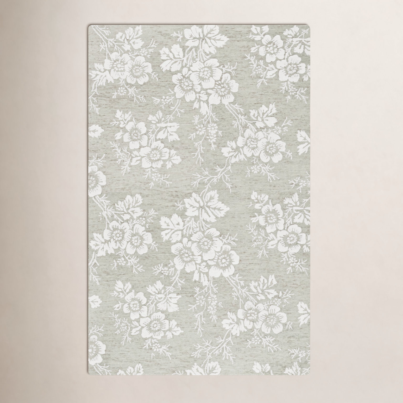 Hand-Tufted Wool Floral Rug, Rectangle 4' x 6'