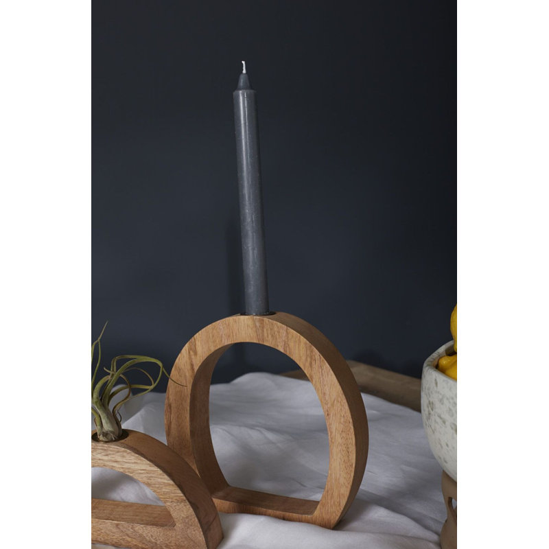 Femke 8'' H Wood Tabletop Candlestick