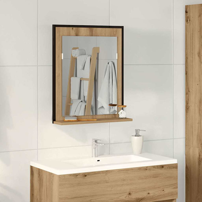Bathroom Mirror 50 X 12 X 60 Cm Engineered Wood, Artisan Oak