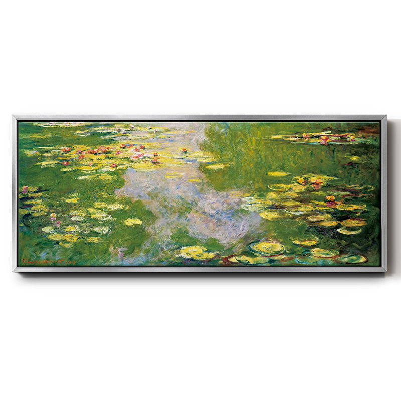 Nénuphars - reproduction sur toile avec cadre flottant, Argent