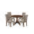 5 Piece Kitchen Table Set for 4 Includes a Round Dining Room Table with Pedestal and 4 Dark Khaki Linen Fabric Parsons Dining Chairs, Mahogany-806940741-806940742-807093060