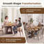 Table de salle à manger extensible ronde ovale pour 4-6 personnes avec tablette de rangement-1210014697