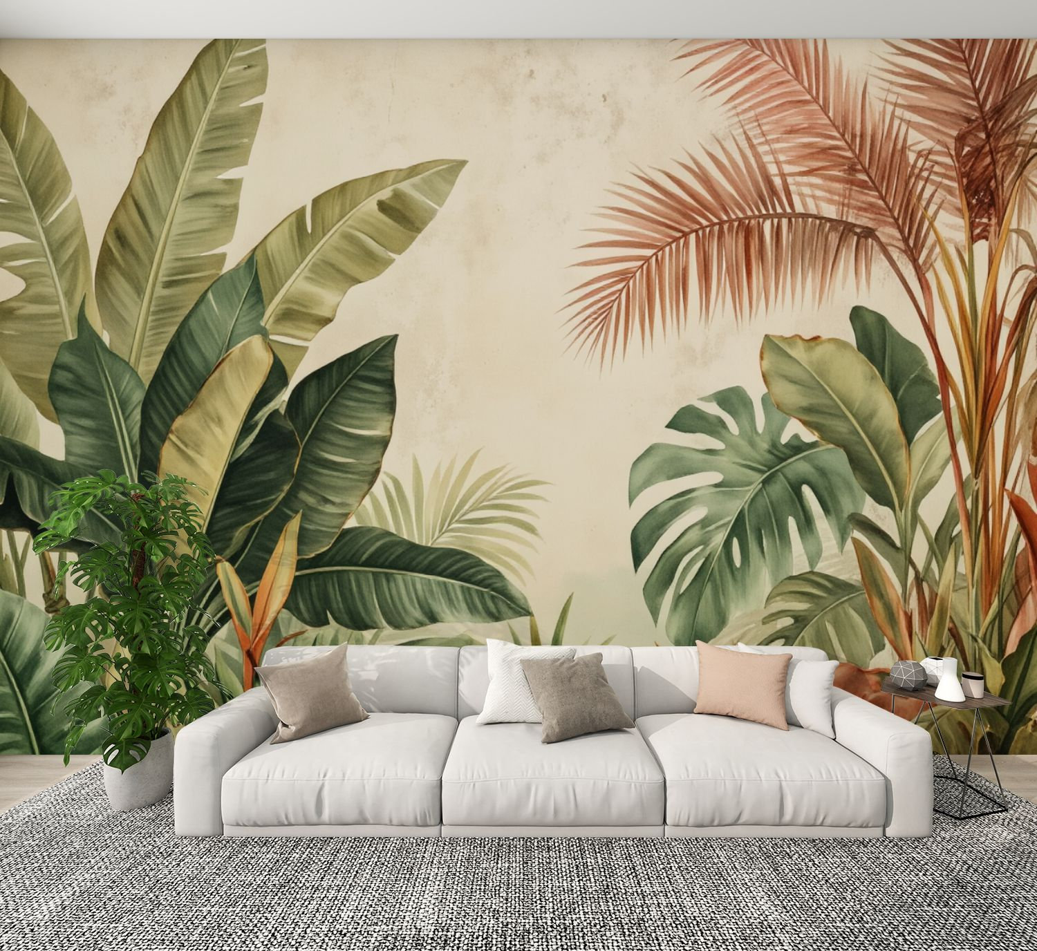 Red Barrel Studio Peel and Stick Wallpaper Tropical Botanical Leaves ...