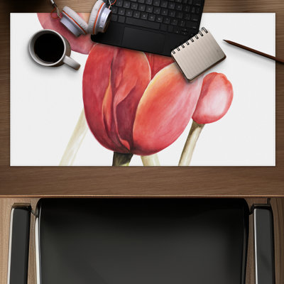 Blossoming Tulips Closeup - Red Gaming Mat for Home Decor