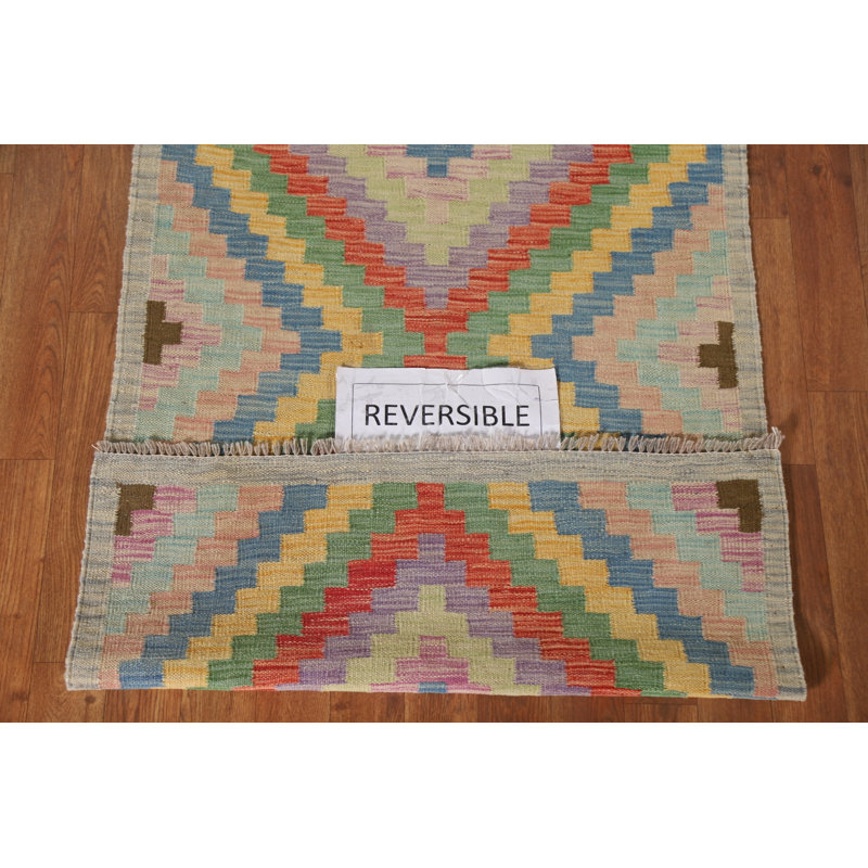 Tapis géométrique en laine pour vestibule Kilim