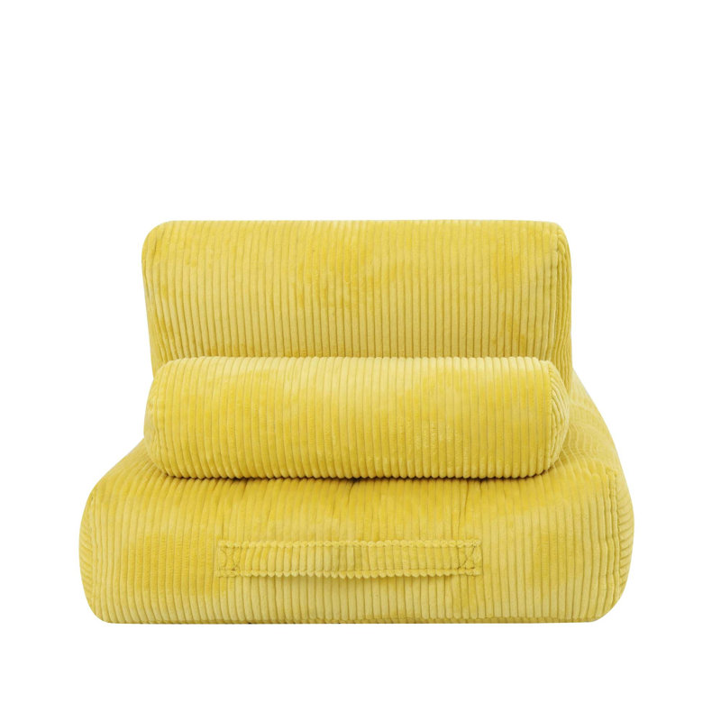 Fauteuil à billes confortable en velours côtelé pour la détente, Yellow/Corduroy