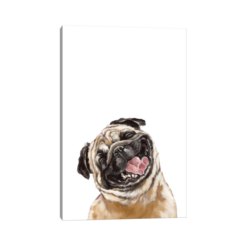 Happy Laughing Pug - Wrapped Canvas Print, 66.04 cm H x 45.72 cm W x 1.91 cm D